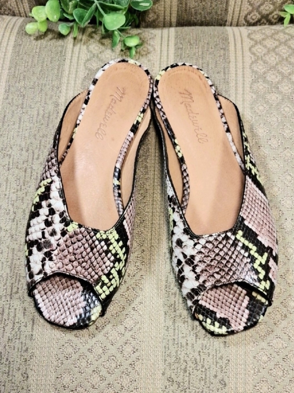 Madewell Erica Peep Toe Snakeskin Flats